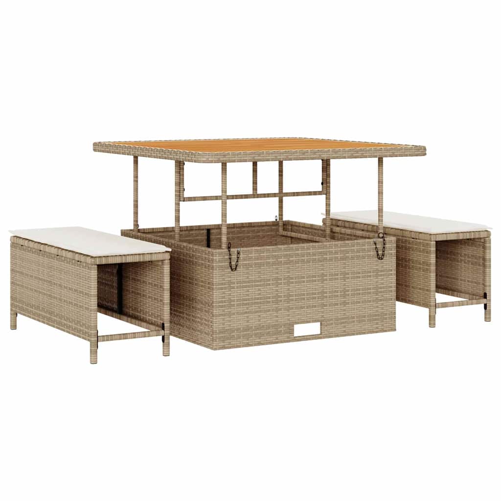 Conjunto de Sofá de Jardim 14 pcs Bege e Creme 110 x 55 x 71 cm