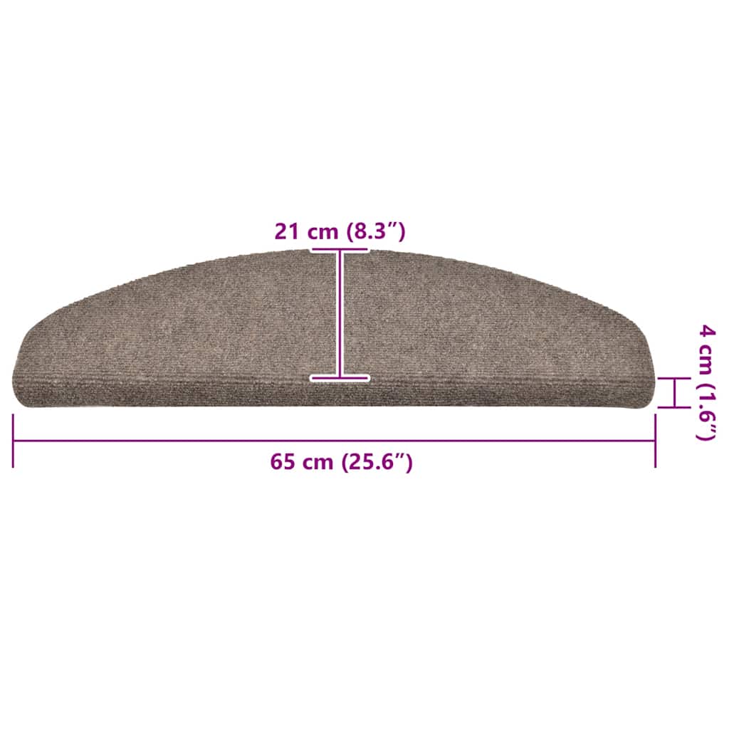 Tapetes de escada autoadesivos 30 peças 65x21x4 cm bege semicircular grande