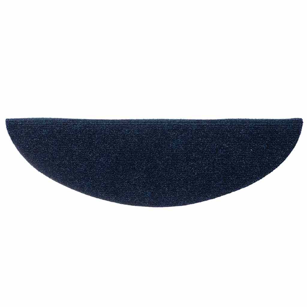 Tapetes de escada autoadesivos 30 peças 56x17x3 cm azul-marinho semicircular