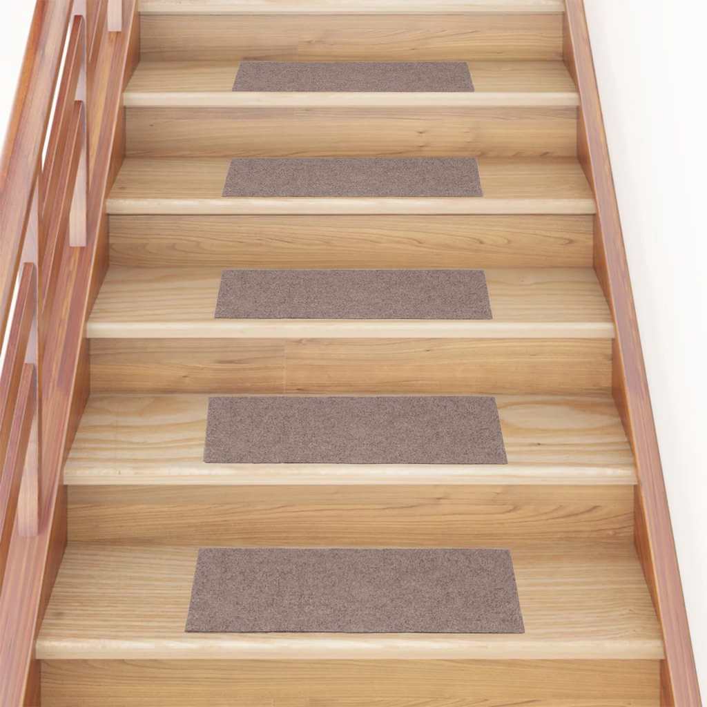 Tapetes de escada autoadesivos 30 peças 60x25 cm marrom claro retangular