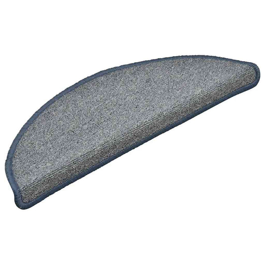 Tapetes de escada 30 peças 56x17x3 cm cinza claro e azul semicircular