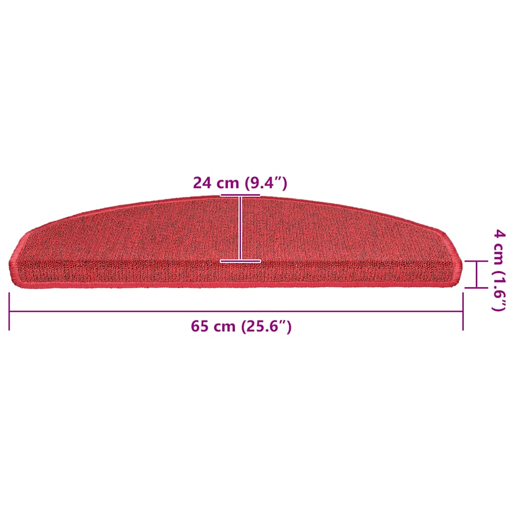 Tapetes de escada 30 peças 65x24x4 cm Bordeaux meio redondo grande