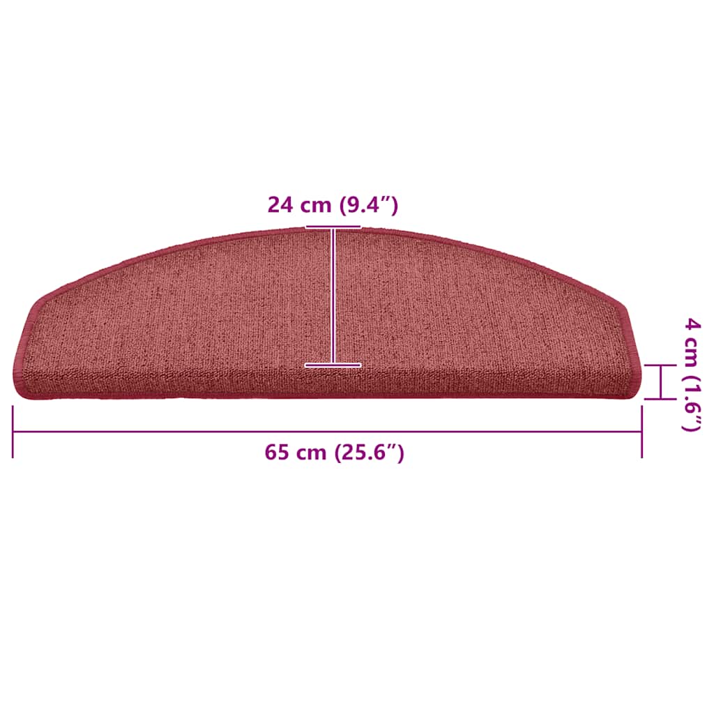 Tapetes de escada 30 peças 65x24x4 cm Bordeaux meio redondo grande