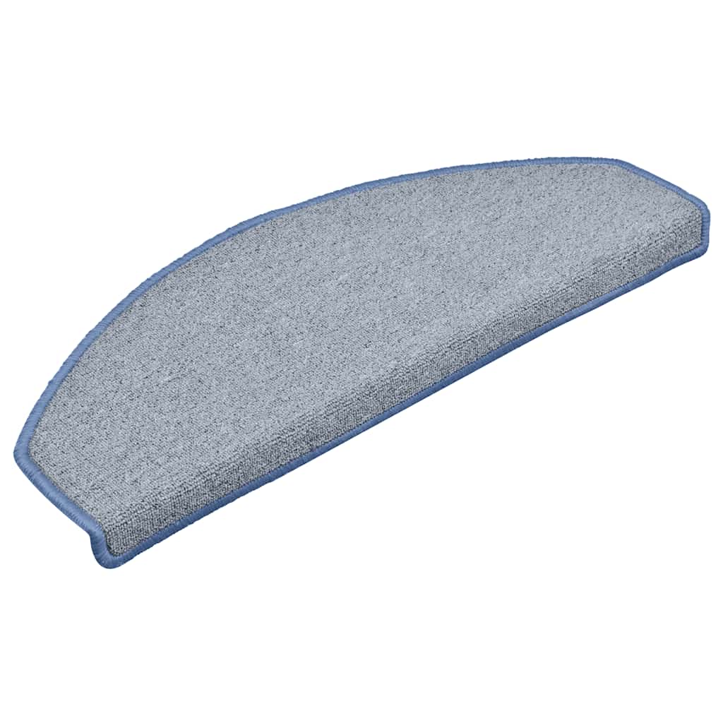 Tapetes de escada 30 peças 65x24x4 cm cinza claro e azul semicircular grande