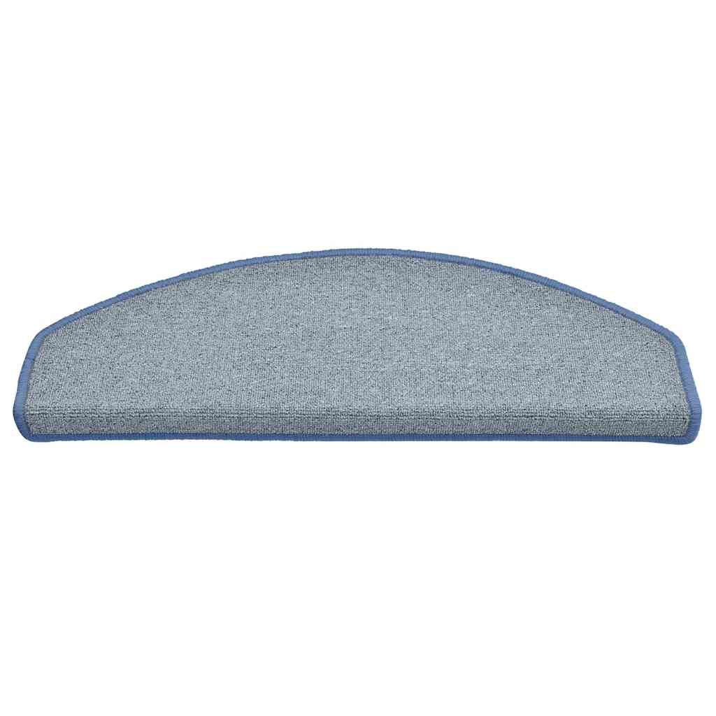 Tapetes de escada 30 peças 65x24x4 cm cinza claro e azul semicircular grande