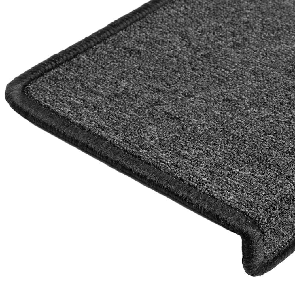 Tapetes de escada 30 peças 65x21x4 cm antracite borda retangular