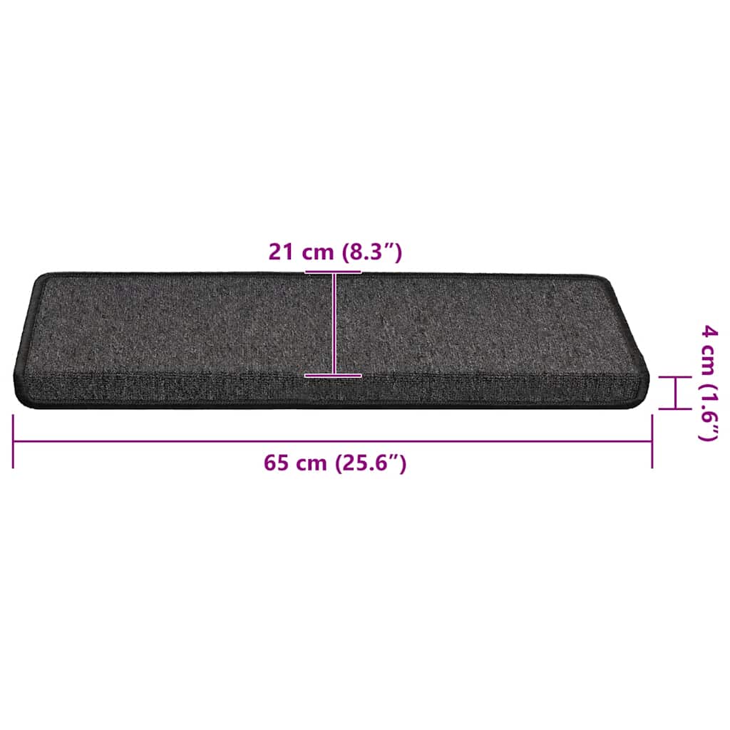 Tapetes de escada 30 peças 65x21x4 cm antracite borda retangular