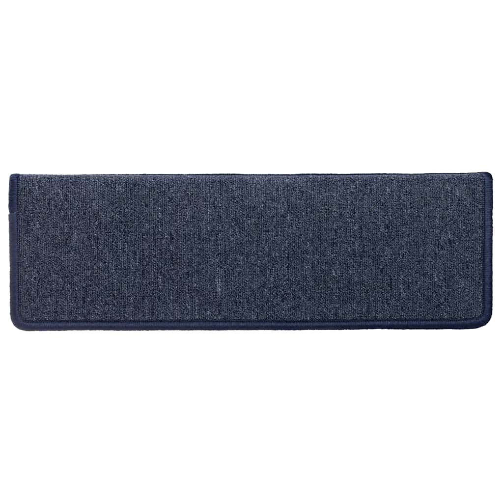 Tapetes de escada 30 peças 65x21x4 cm cinza escuro e azul com borda retangular