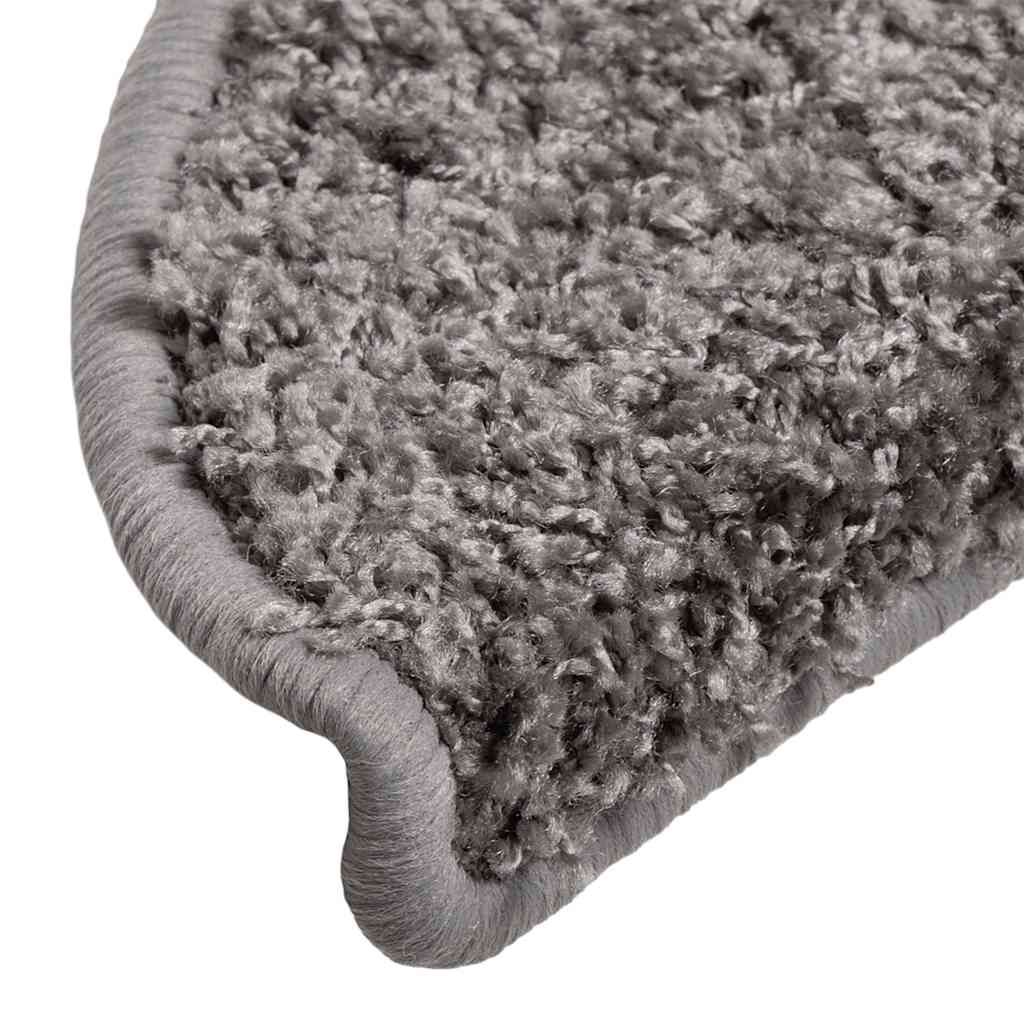 Tapetes de escada 30 peças 56x17x3 cm cinza semicircular