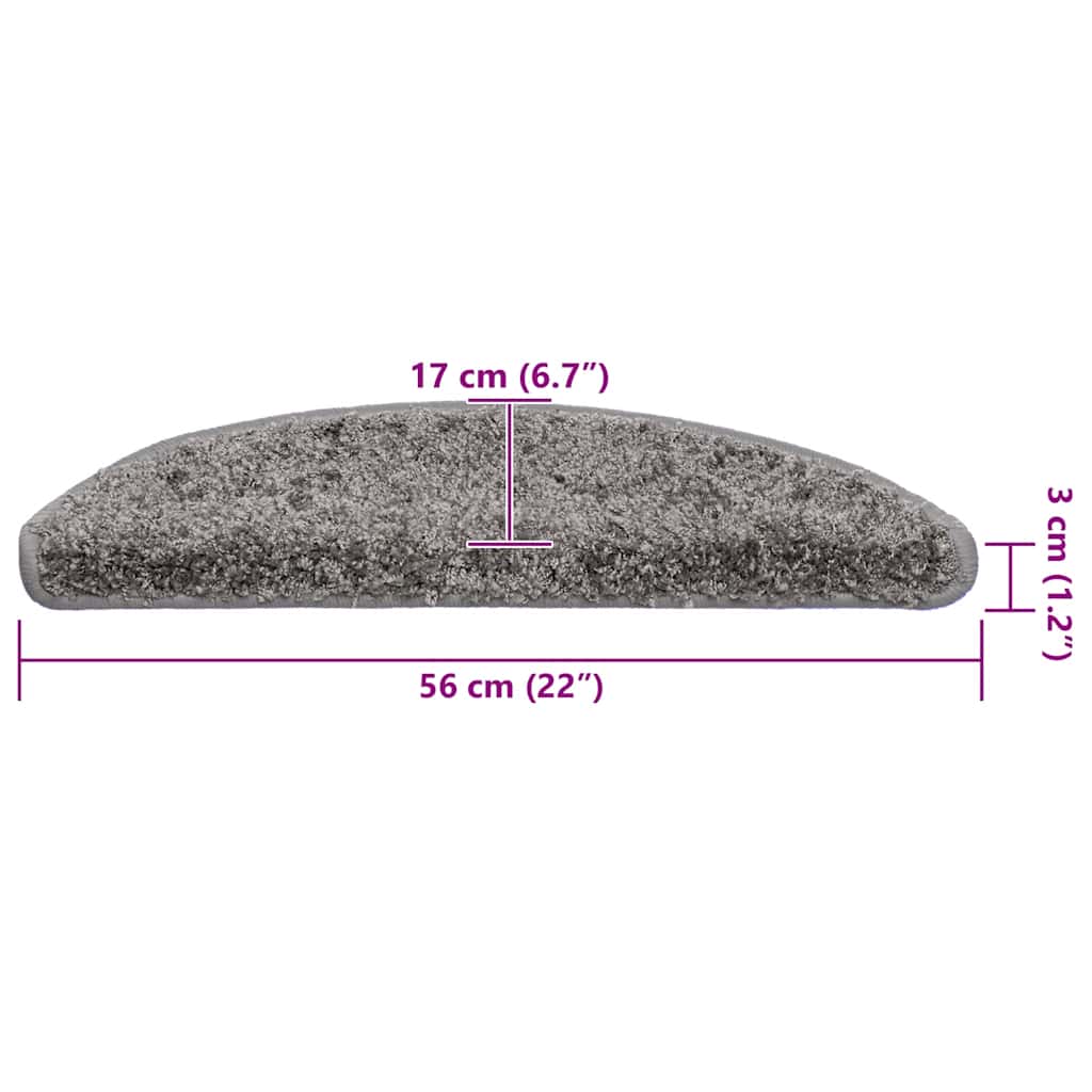 Tapetes de escada 30 peças 56x17x3 cm cinza semicircular