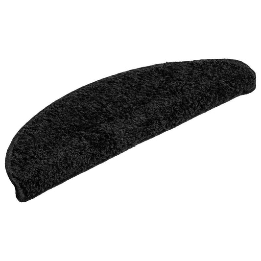 Tapetes de escada 30 peças 56x17x3 cm pretos semicirculares