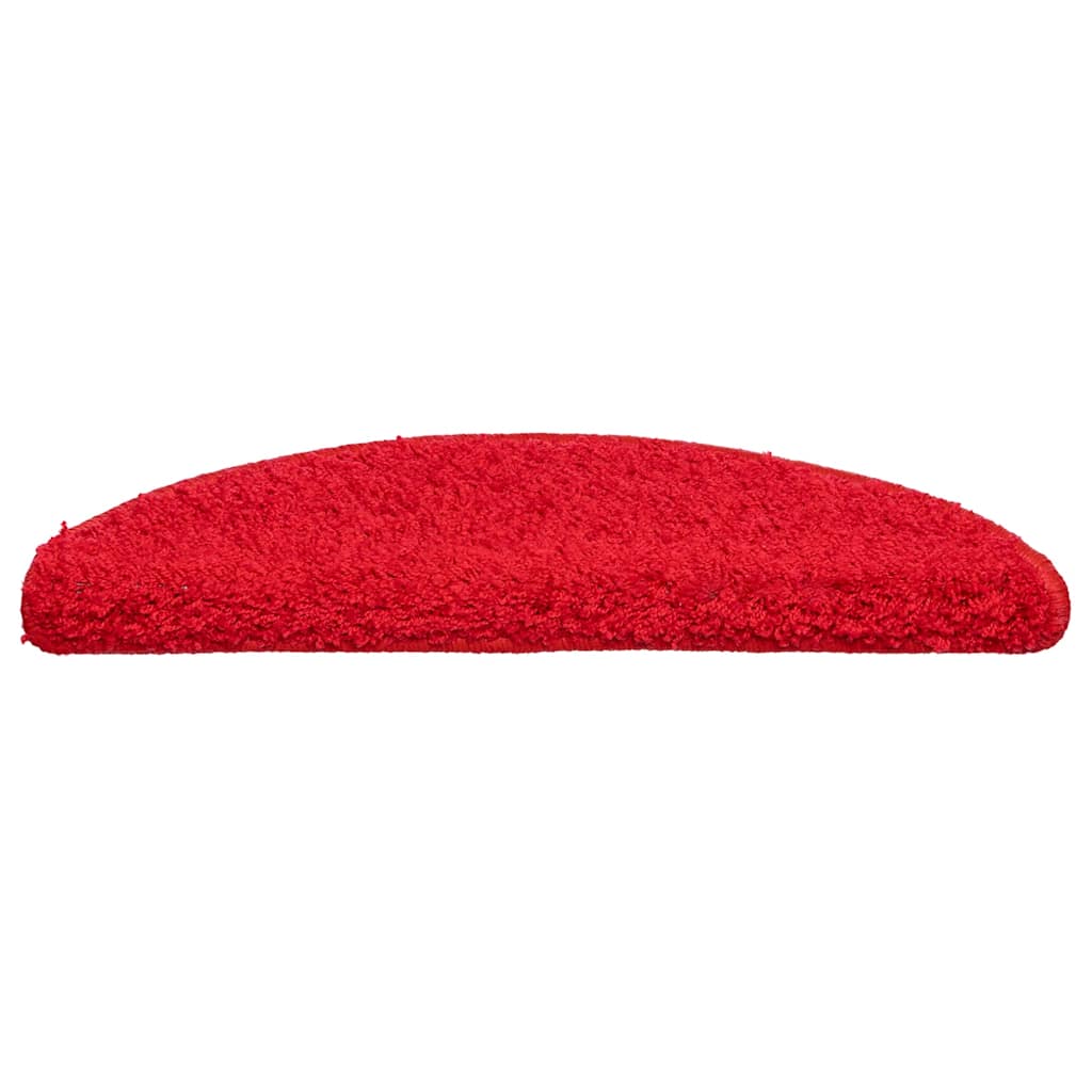 Tapetes de escada 30 peças 56x17x3 cm vermelho semicircular
