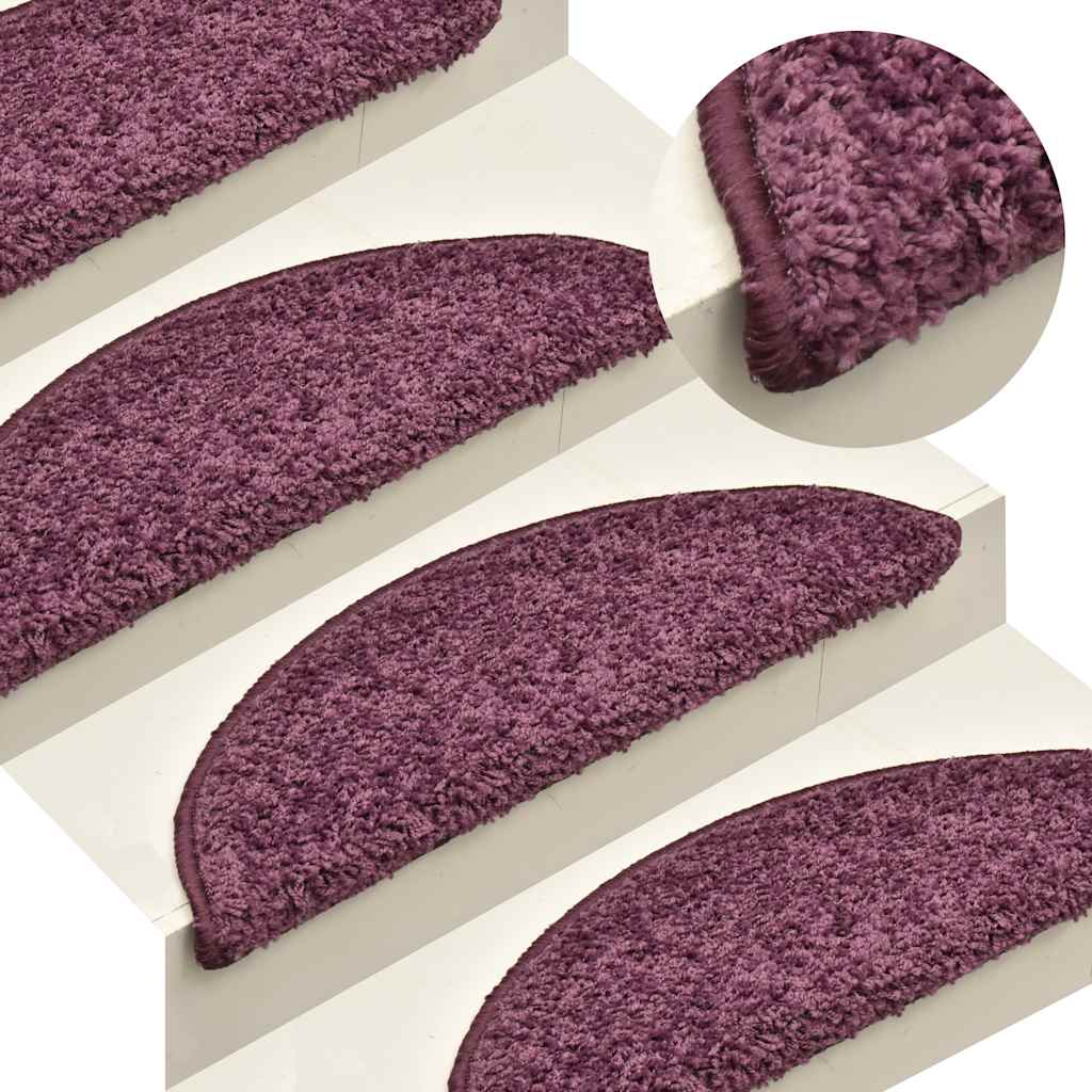 Tapetes de escada 30 peças roxo escuro semicircular