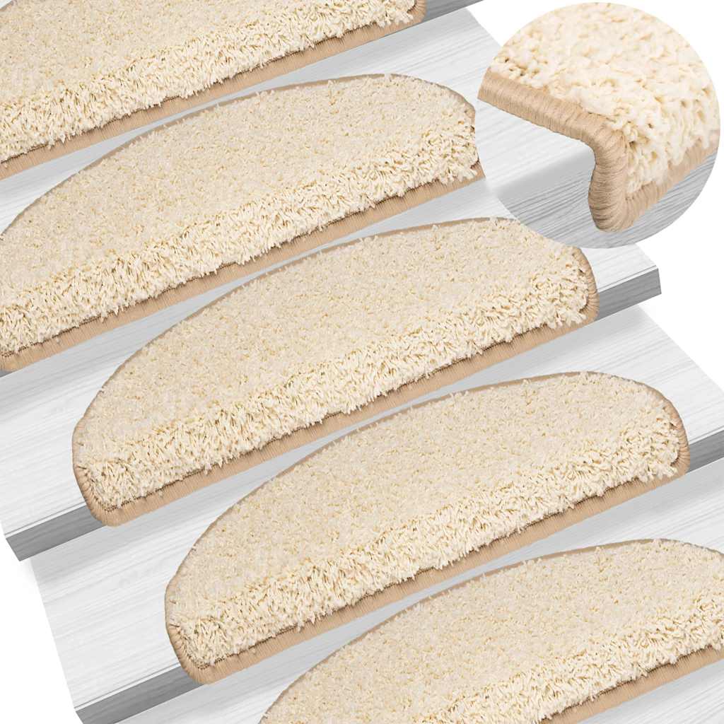 Tapetes de escada 30 peças creme semicircular grande