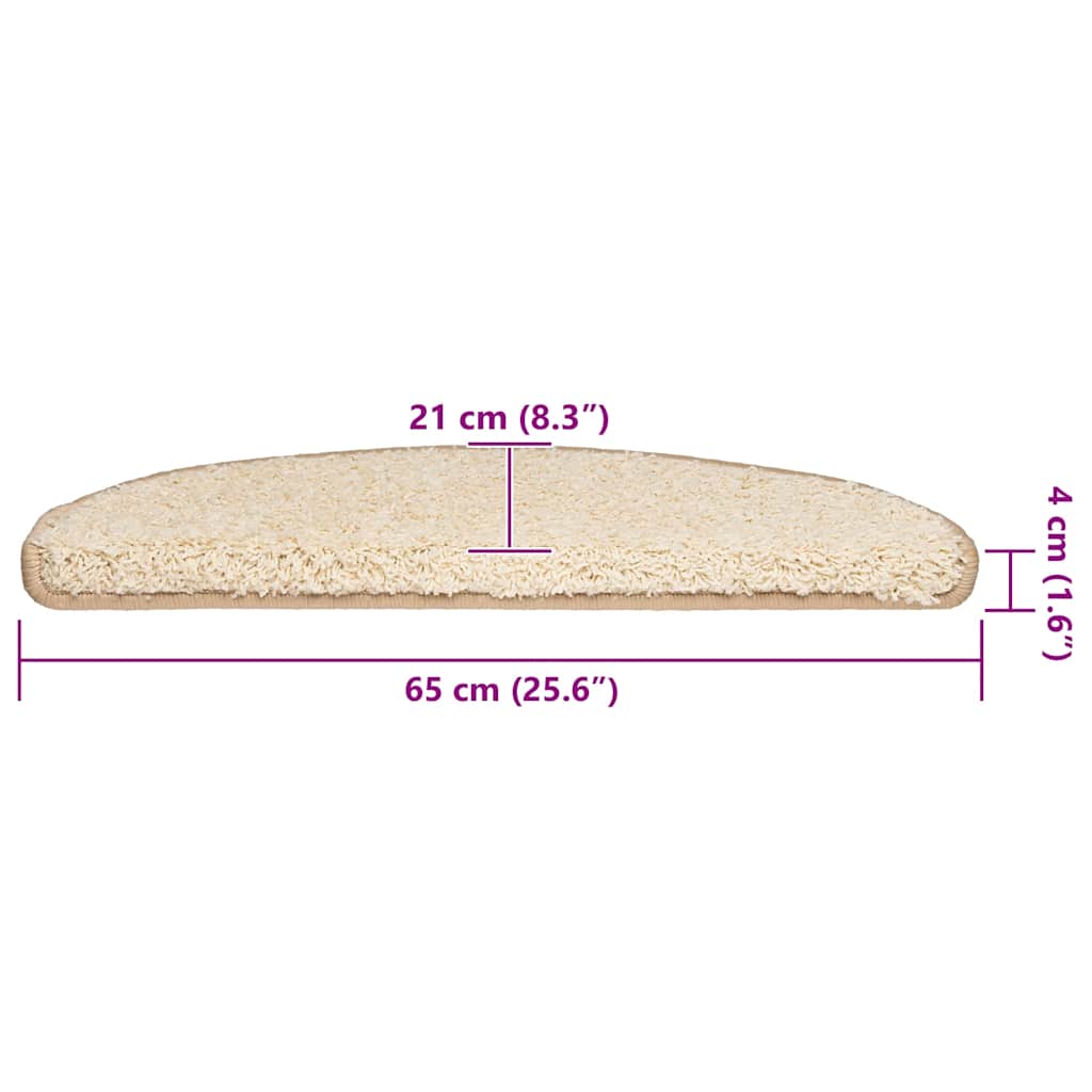 Tapetes de escada 30 peças creme semicircular grande