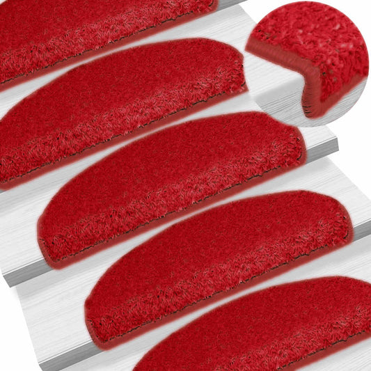 Tapetes de escada 30 peças 65x21x4 cm vermelho semicircular grande