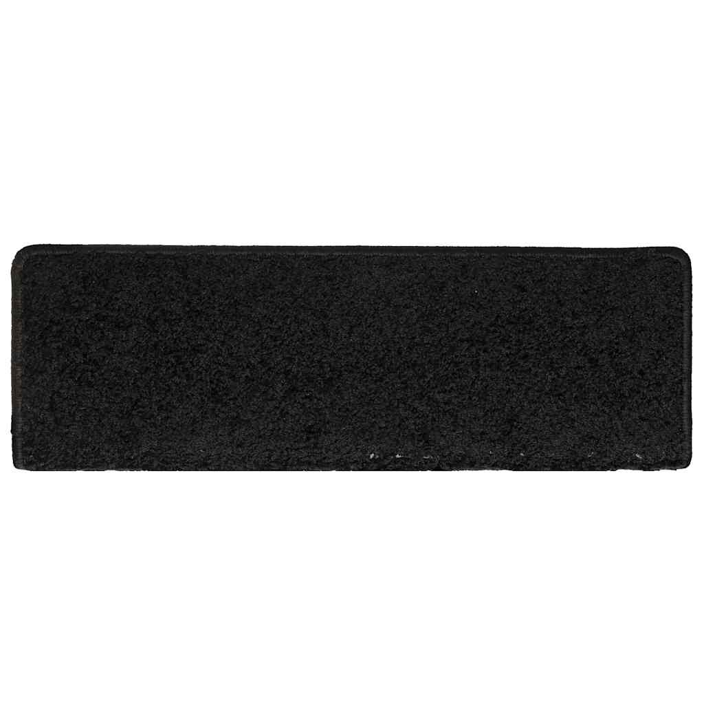 Tapetes de escada 30 peças 65x21x4 cm pretos com borda retangular