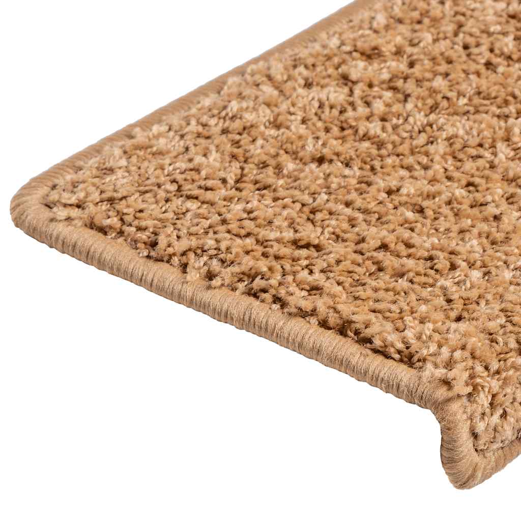 Tapetes de escada 30 peças 65x21x4 cm bege com borda retangular
