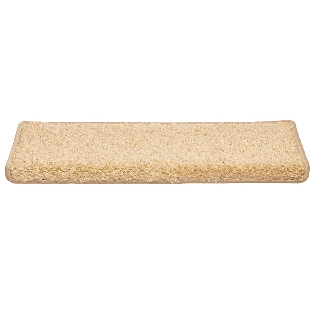 Tapetes de escada 30 peças 65x21x4 cm creme com borda retangular