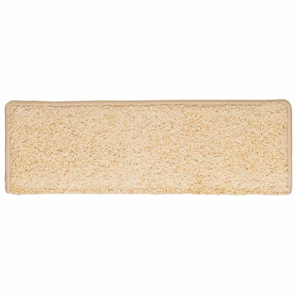 Tapetes de escada 30 peças 65x21x4 cm creme com borda retangular