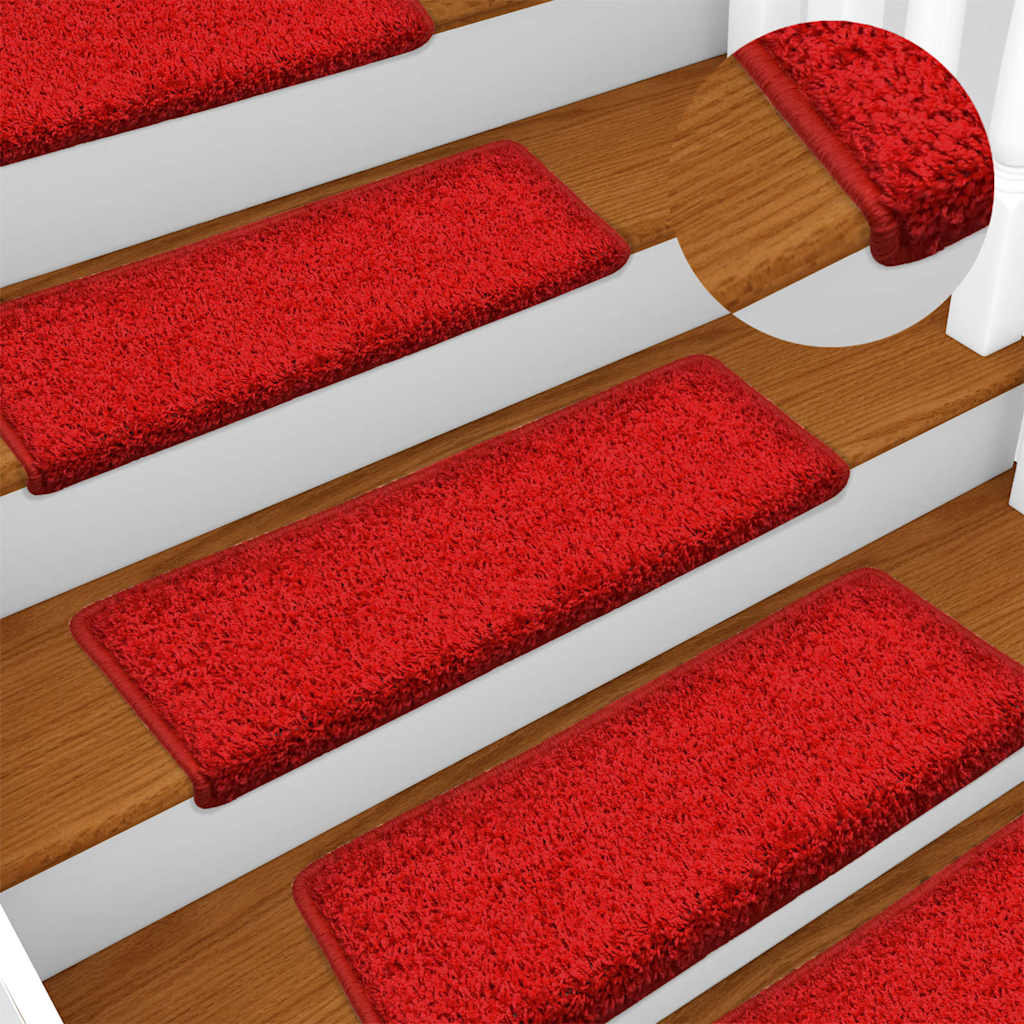Tapetes de escada 30 peças 65x21x4 cm vermelho com borda retangular