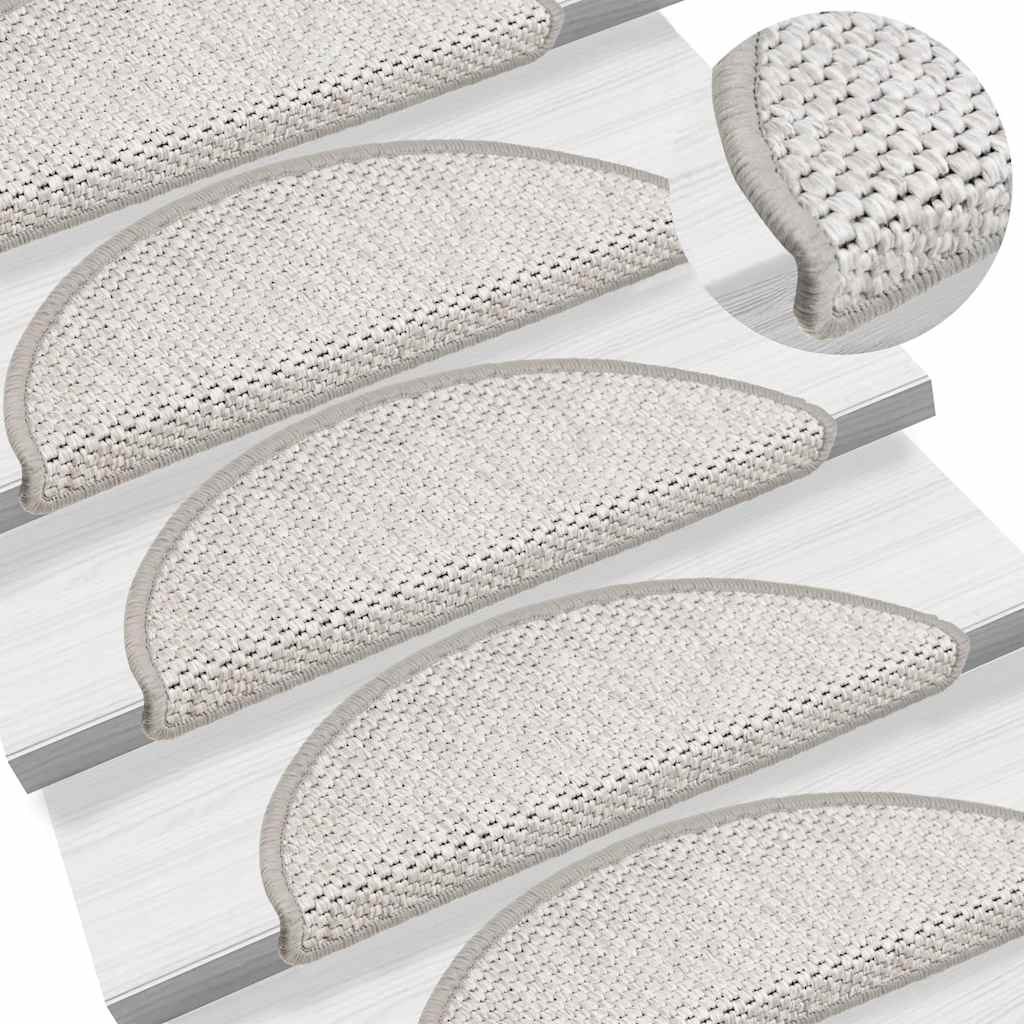 Tapetes escada adesivos aspeto sisal 30 pcs 56x17x3cm platina