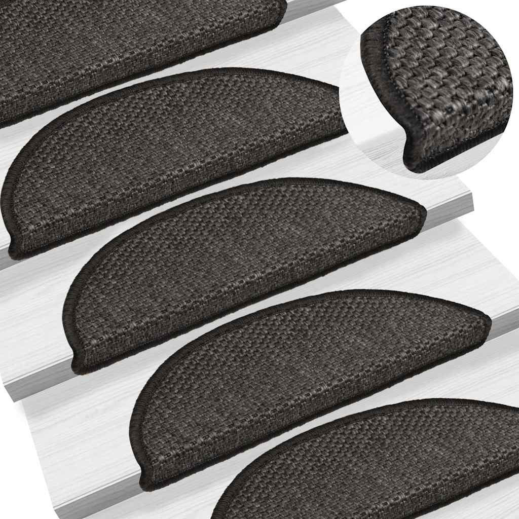 Tapetes escada adesivos aspeto sisal 30 pcs 56x17x3cm antracite
