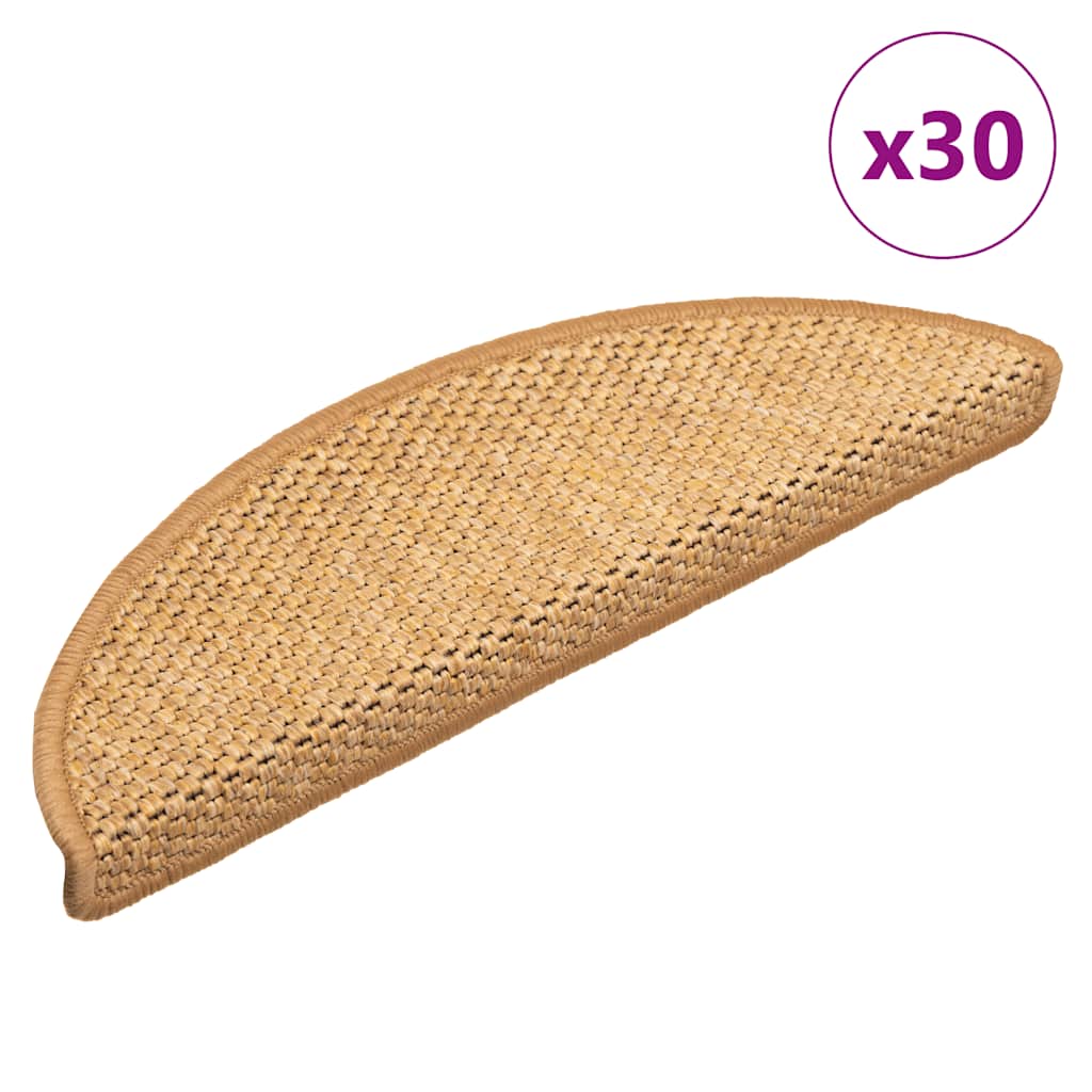 Tapetes escada adesivos aspeto sisal 30 pcs 56x17x3cm sisal