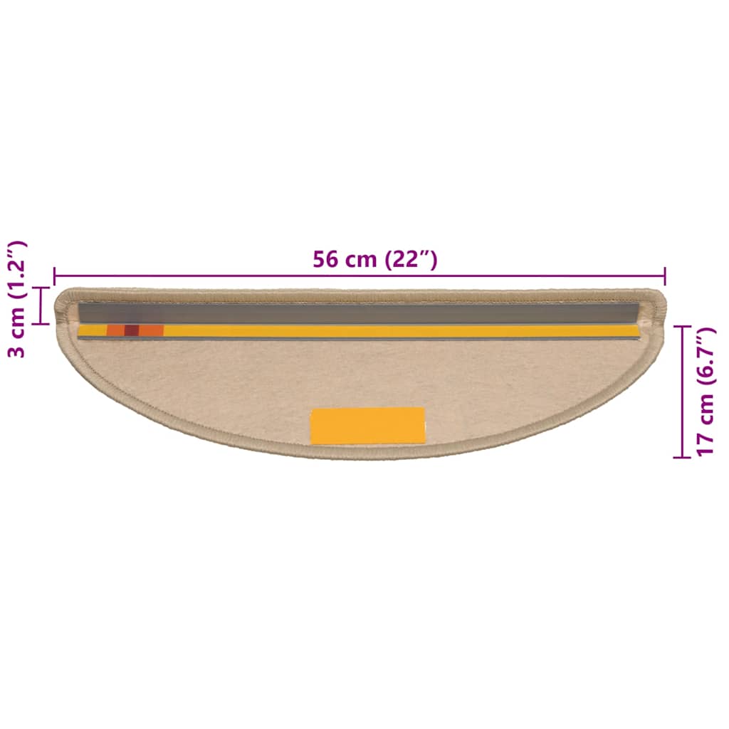 Tapetes escada adesivos aspeto sisal 30 pcs 56x17x3 bege-escuro