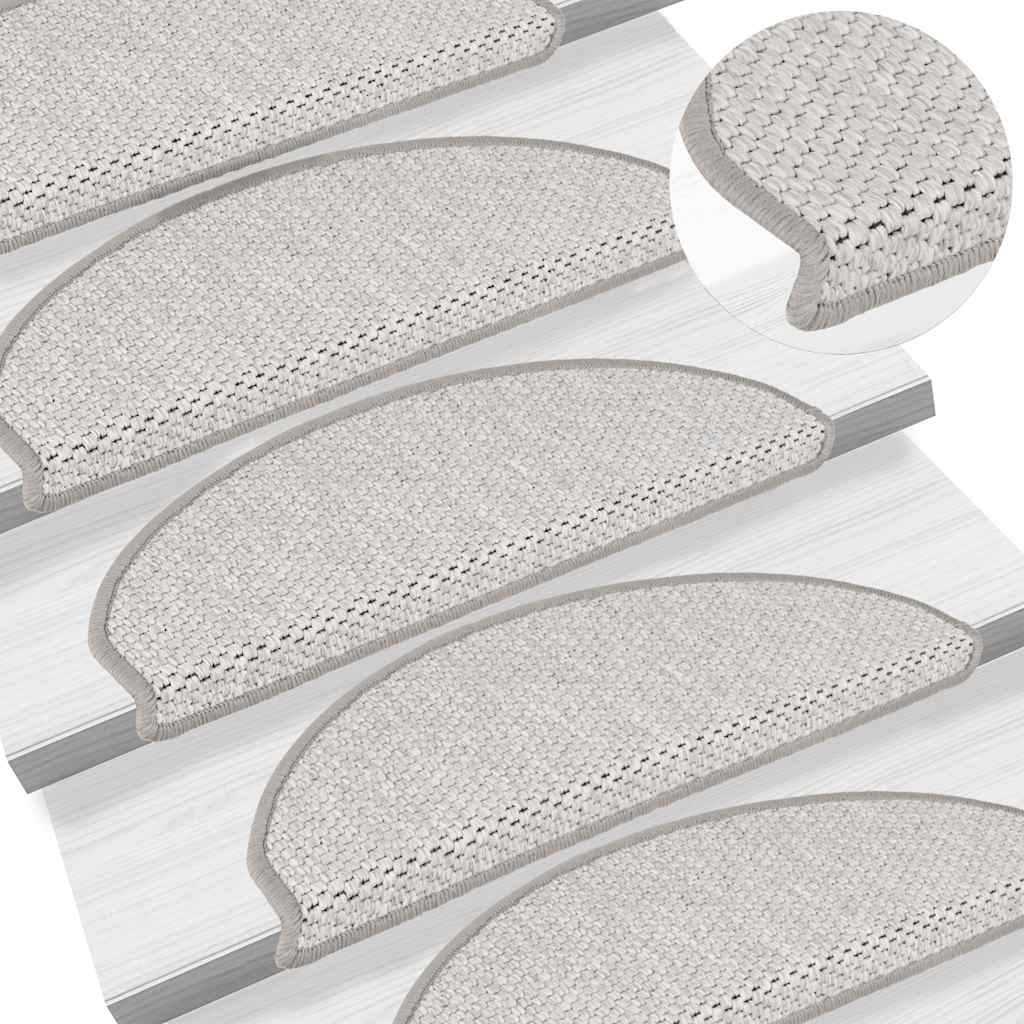 Tapetes escada adesivos aspeto sisal 30 pcs 65x21x4cm platina