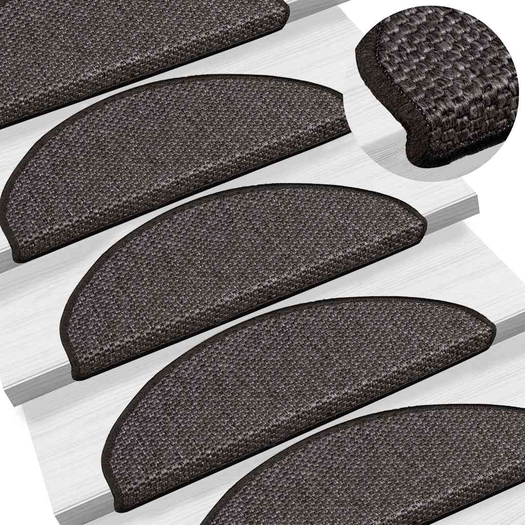 Tapetes escada adesivos aspeto sisal 30pcs 65x21x4 cm antracite