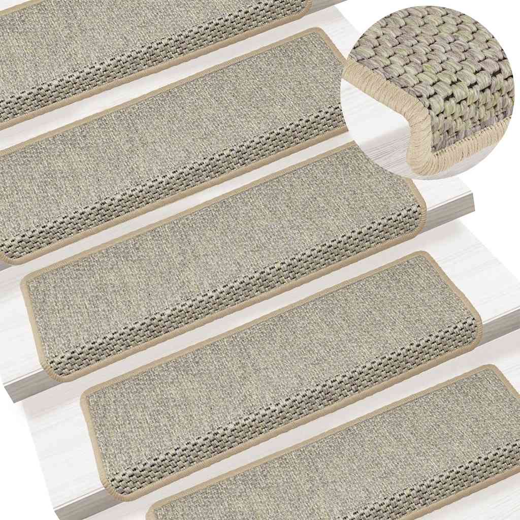 Tapetes escada adesivos aspeto sisal 30 pcs 65x21x4 cm verde