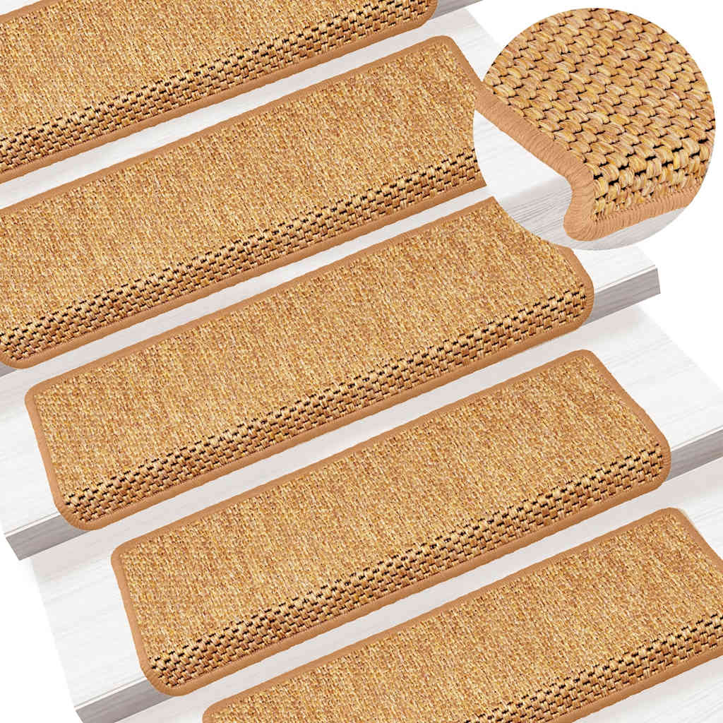 Tapetes escada adesivos aspeto sisal 30 pcs 65x21x4 cm laranja