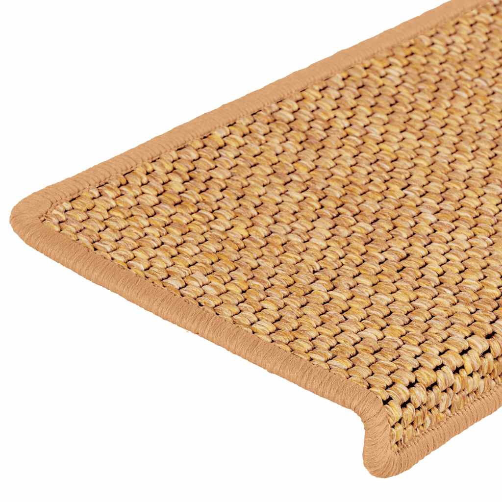 Tapetes escada adesivos aspeto sisal 30 pcs 65x21x4 cm laranja
