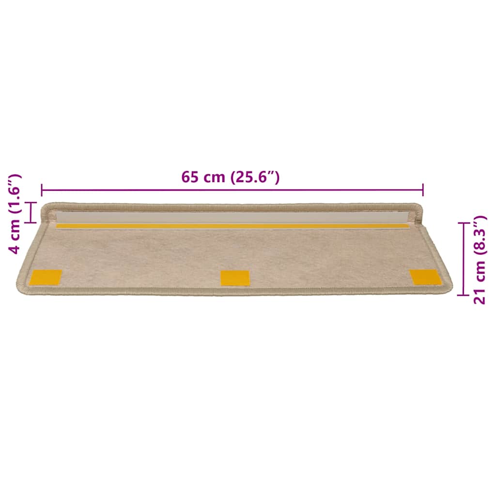 Tapetes escada adesivos aspeto sisal 30pcs 65x21x4cm cor areia