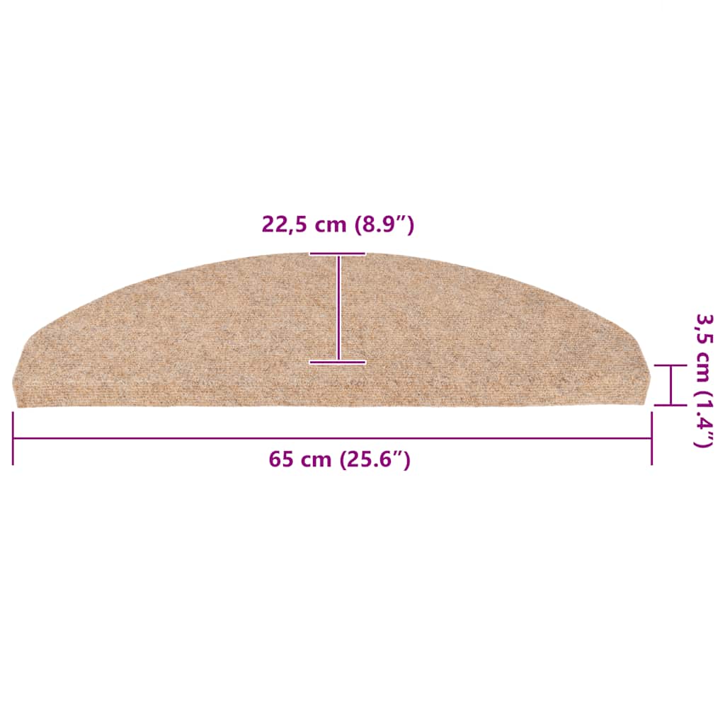 Tapetes de escada adesivos 30 pcs 65x22,5x3,5 cm bege