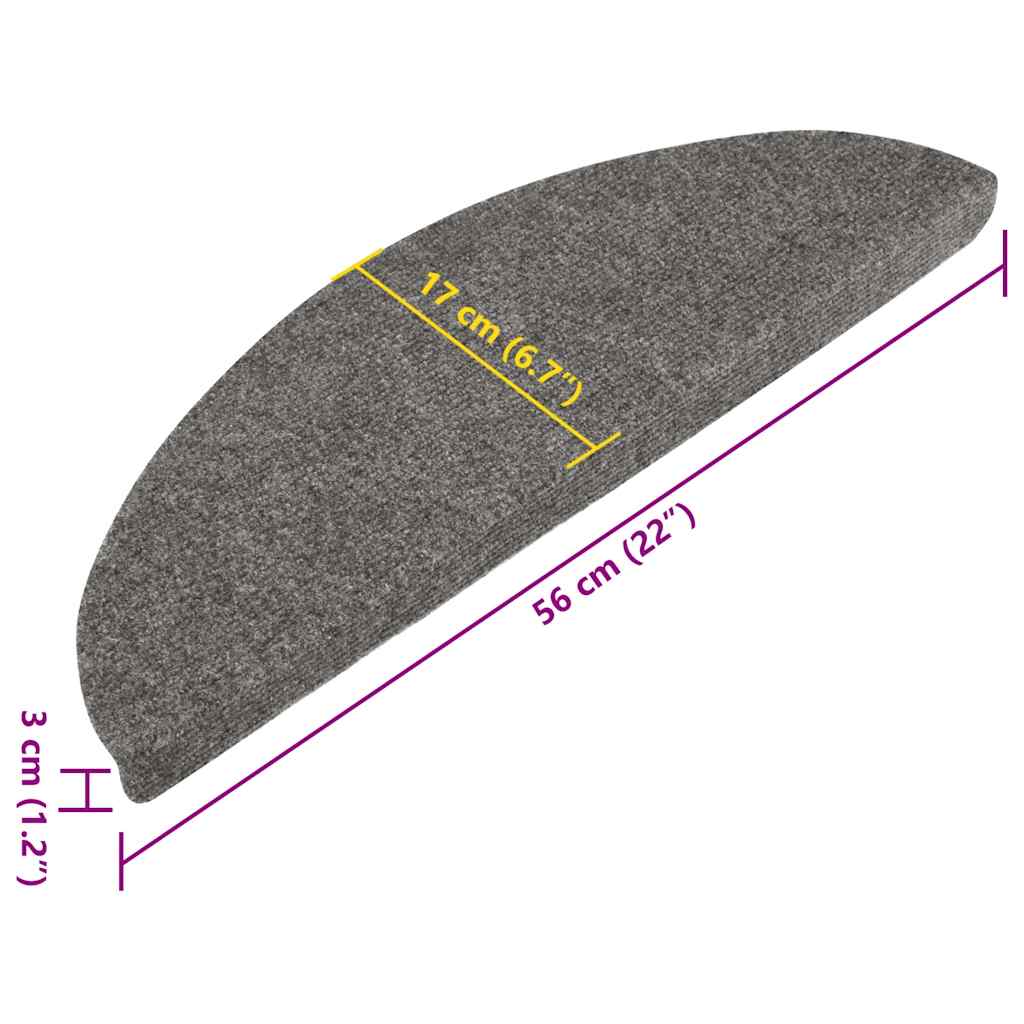 Tapetes de escada adesivos 20 pcs 56x17x3 cm cinzento