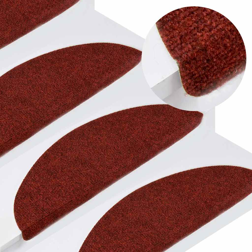 Tapetes de escada adesivos 30 pcs 56x17x3 cm vermelho