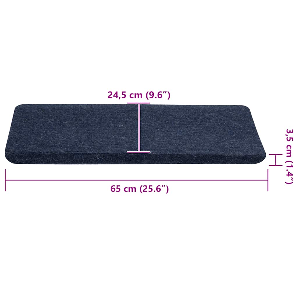 Tapetes de escada adesivos 30 pcs 65x24,5x3,5 cm azul