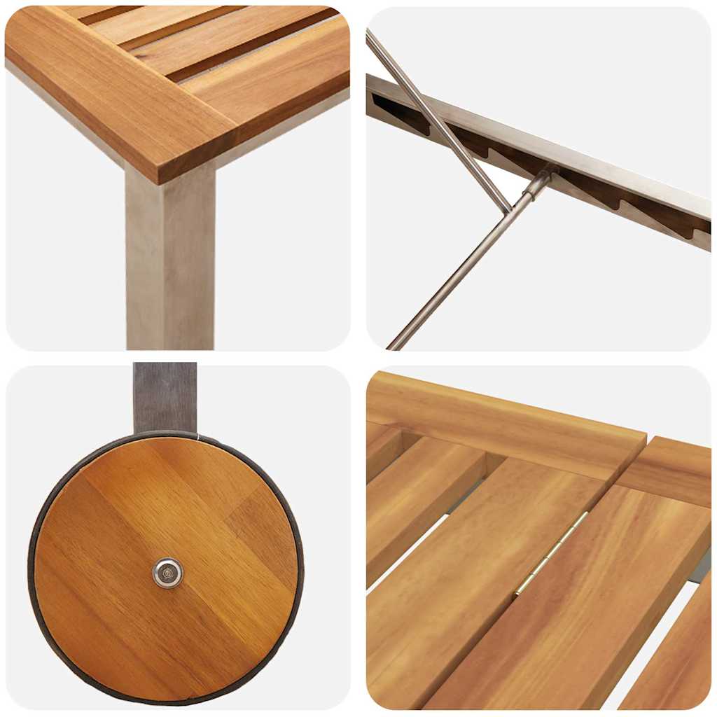 Camas de Sol 2pcs com Mesa 3 pcs Madeira de Acácia Sólida