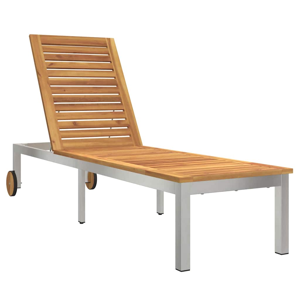 Camas de Sol 2pcs com Mesa 3 pcs Madeira de Acácia Sólida