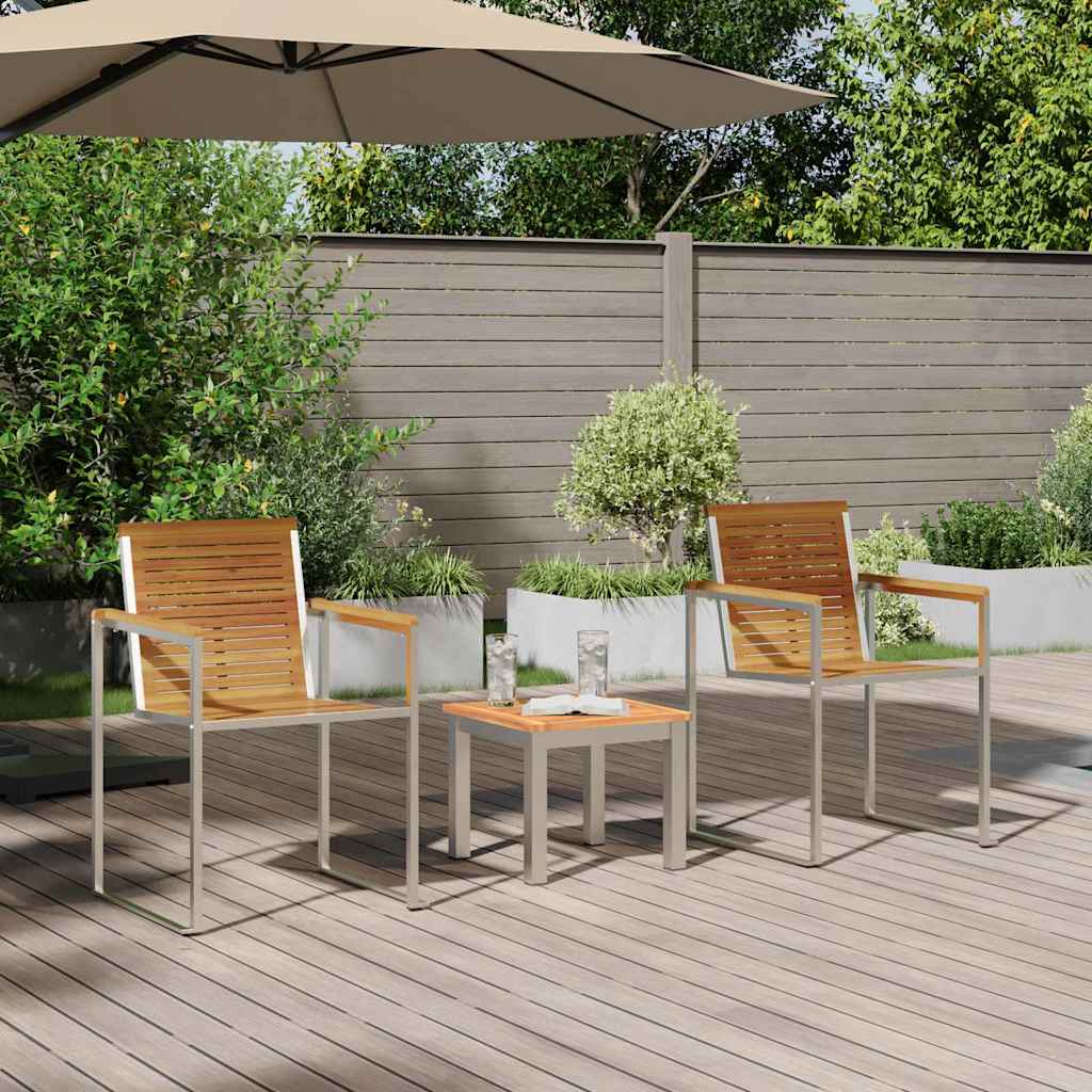 EspreguiçadeiraparaSol 3 pcs Castanho Madeira de acácia sólida