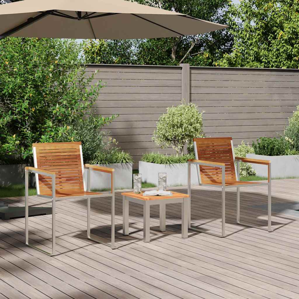 EspreguiçadeiraparaSol 3 pcs Castanho Madeira de teca sólida