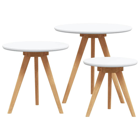 Mesa de centro 3 pcs Castanho Madeira de Noz Maciça