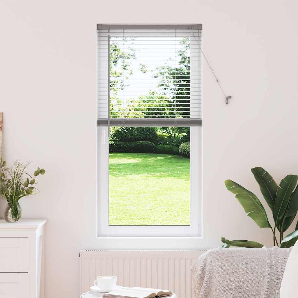 Persiana de Janela com cortinas Manual Prateado Alumínio