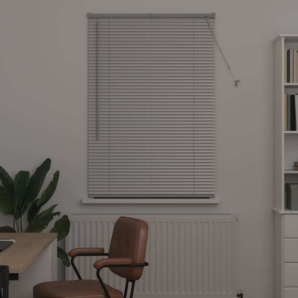 Persiana de Janela com cortinas Manual Prateado Alumínio