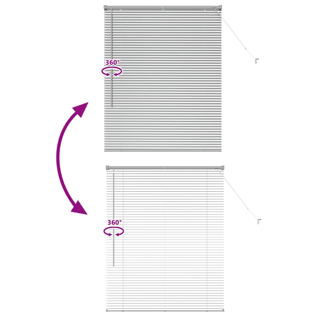 Persiana de Janela com cortinas Manual Prateado Alumínio