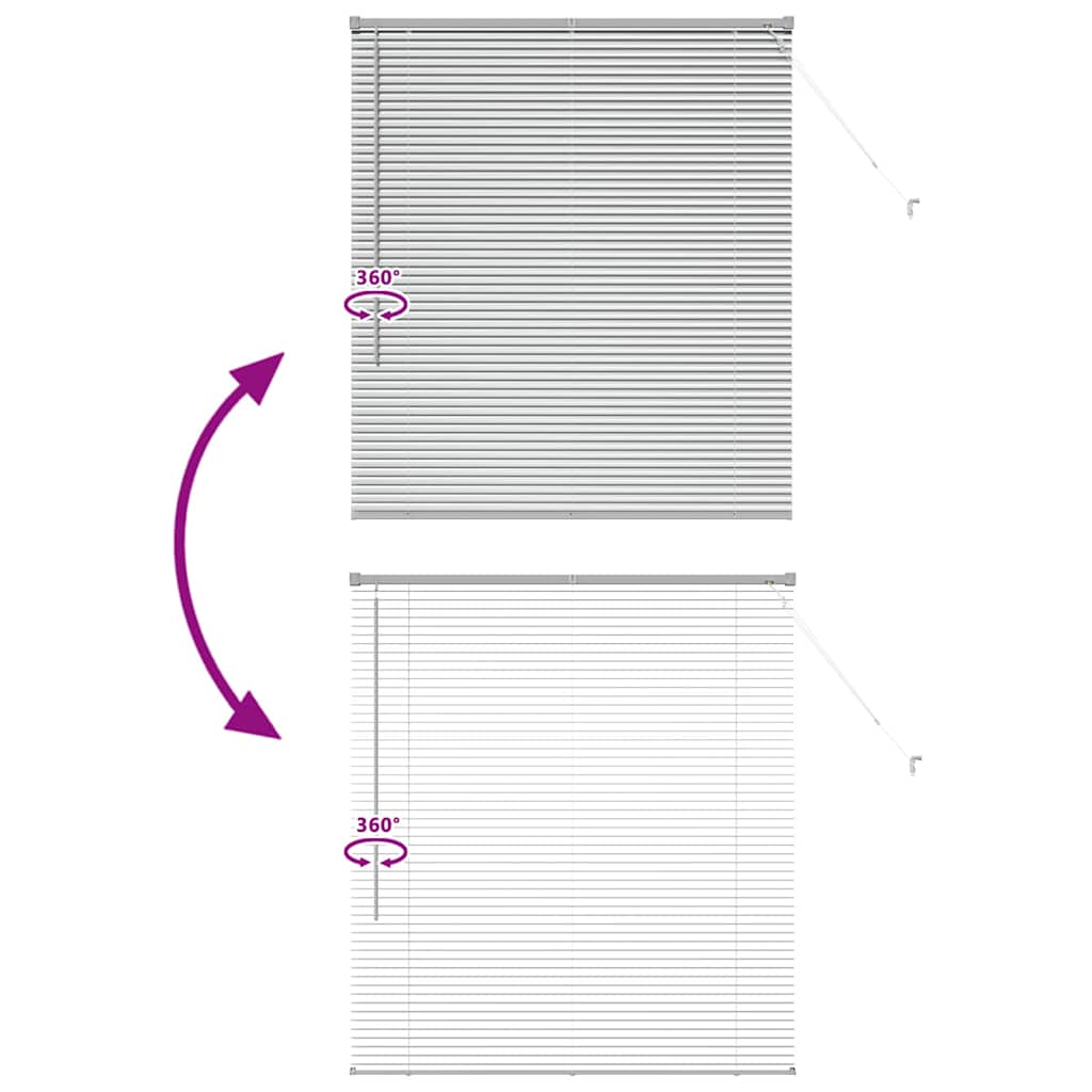 Persiana de Janela com cortinas Manual Prateado Alumínio