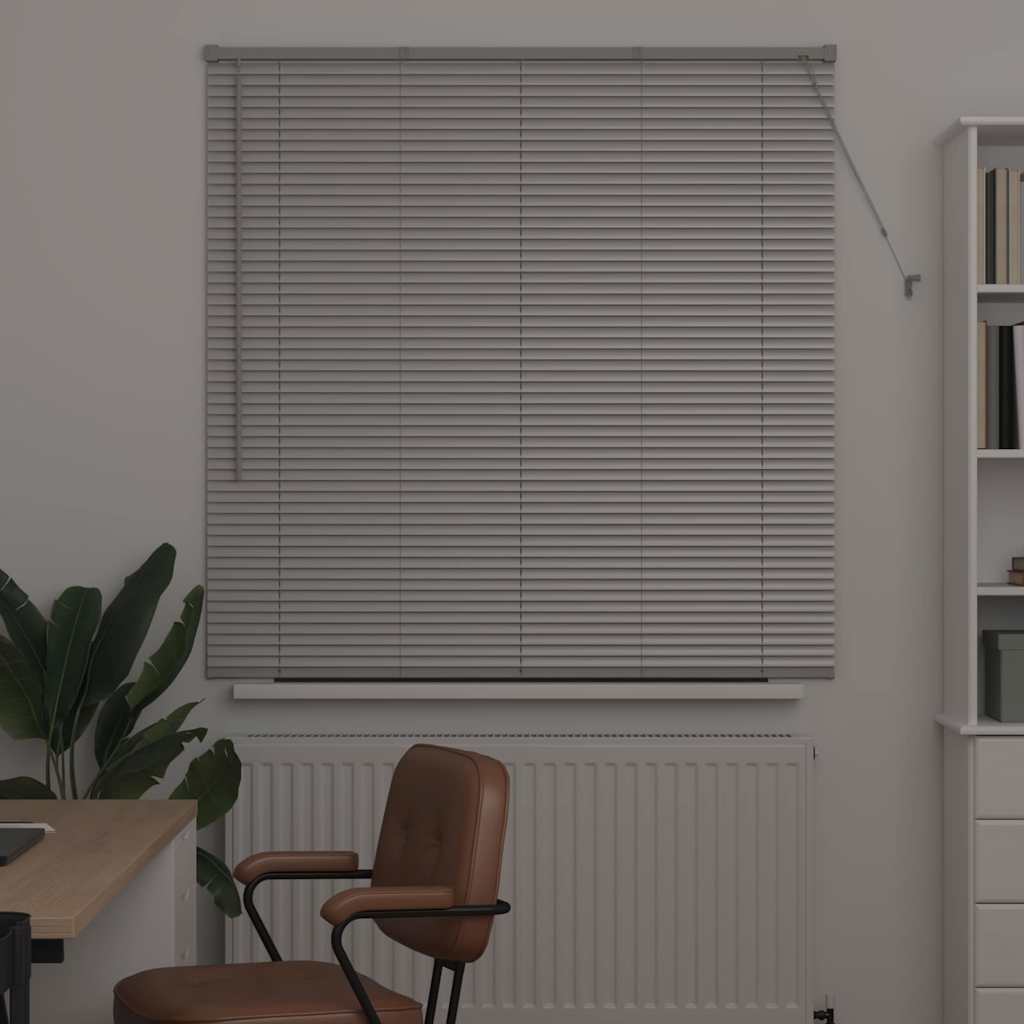 Persiana de Janela com cortinas Manual Prateado Alumínio