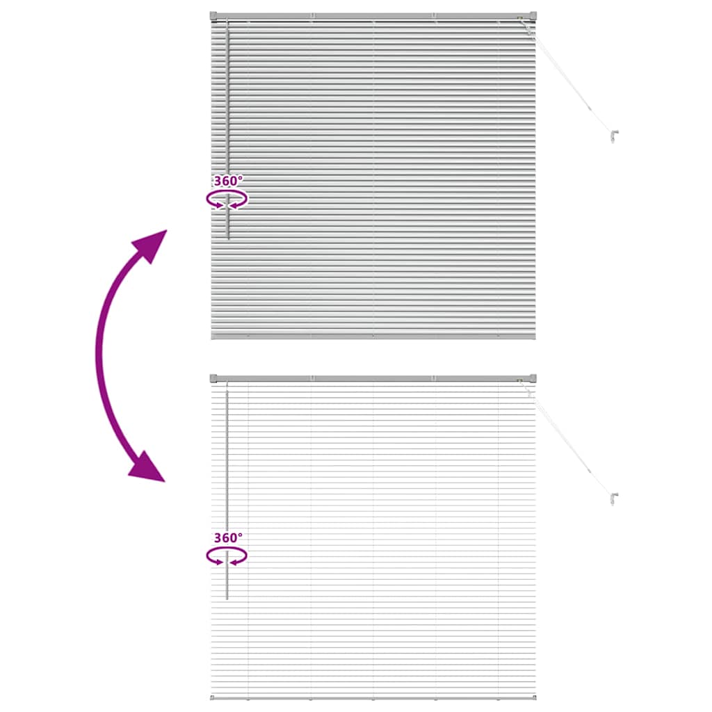 Persiana de Janela com cortinas Manual Prateado Alumínio